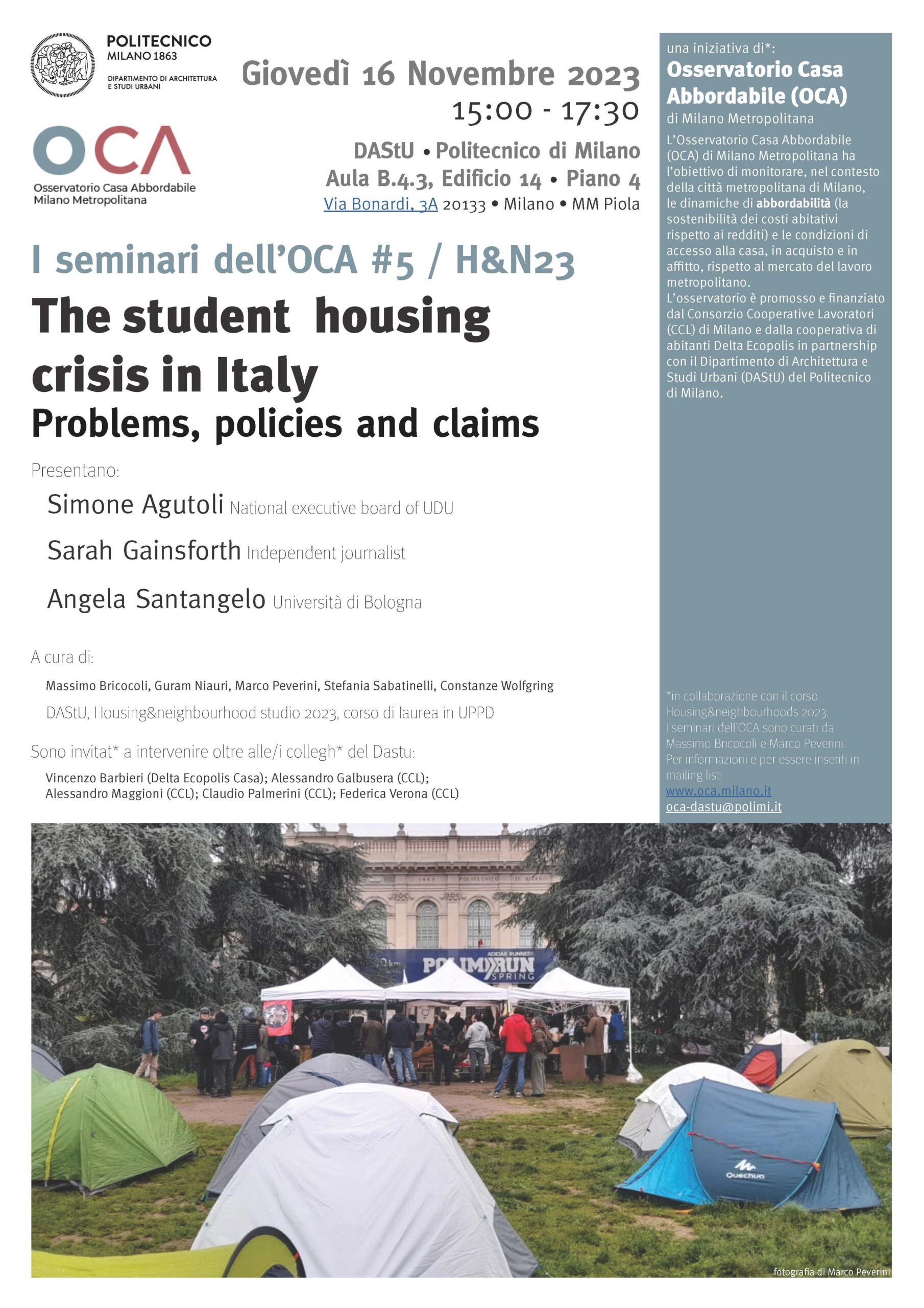 Seminario dell’OCA #5. The student housing crisis in Italy