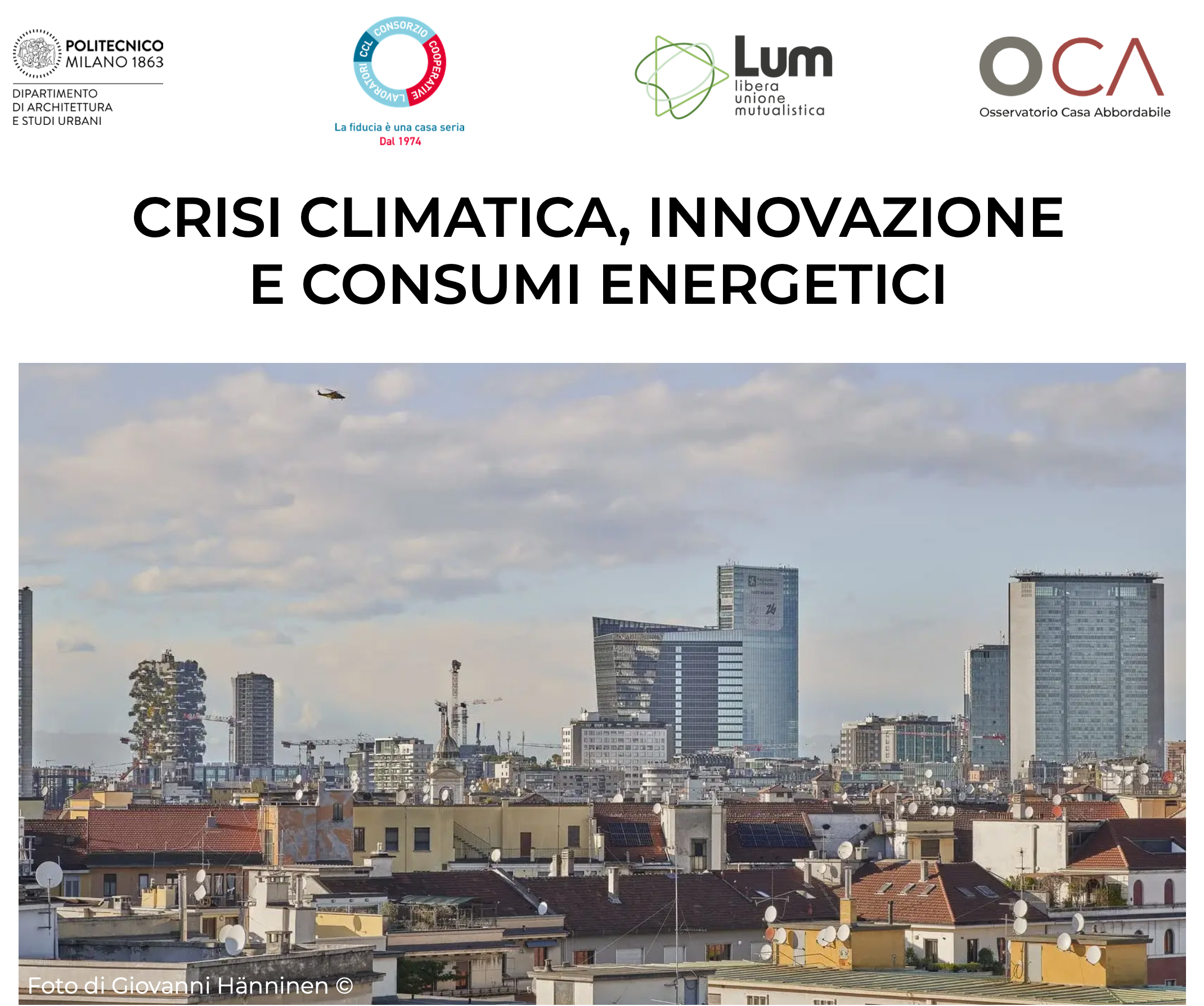 Crisi climatica, innovazione e consumi energetici – Seminario con Lorenzo Pagliano (Politecnico di Milano)